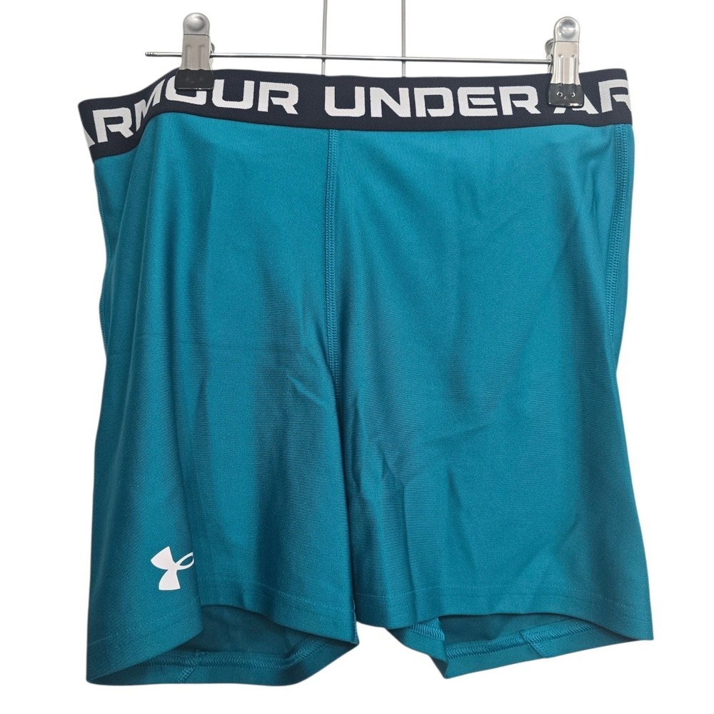 Under Armour Womens Medium Compression Shorts Teal Athletic Sportcore Activewear